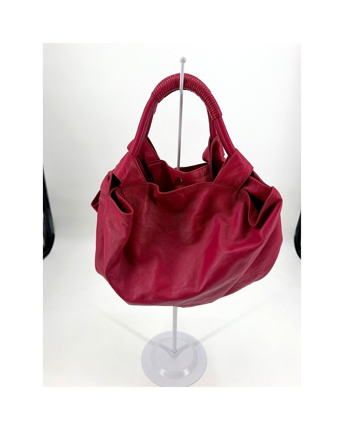 Loewe Nappa Aire Magenta Pink Leather Top Handle Bag Embossed Anagram