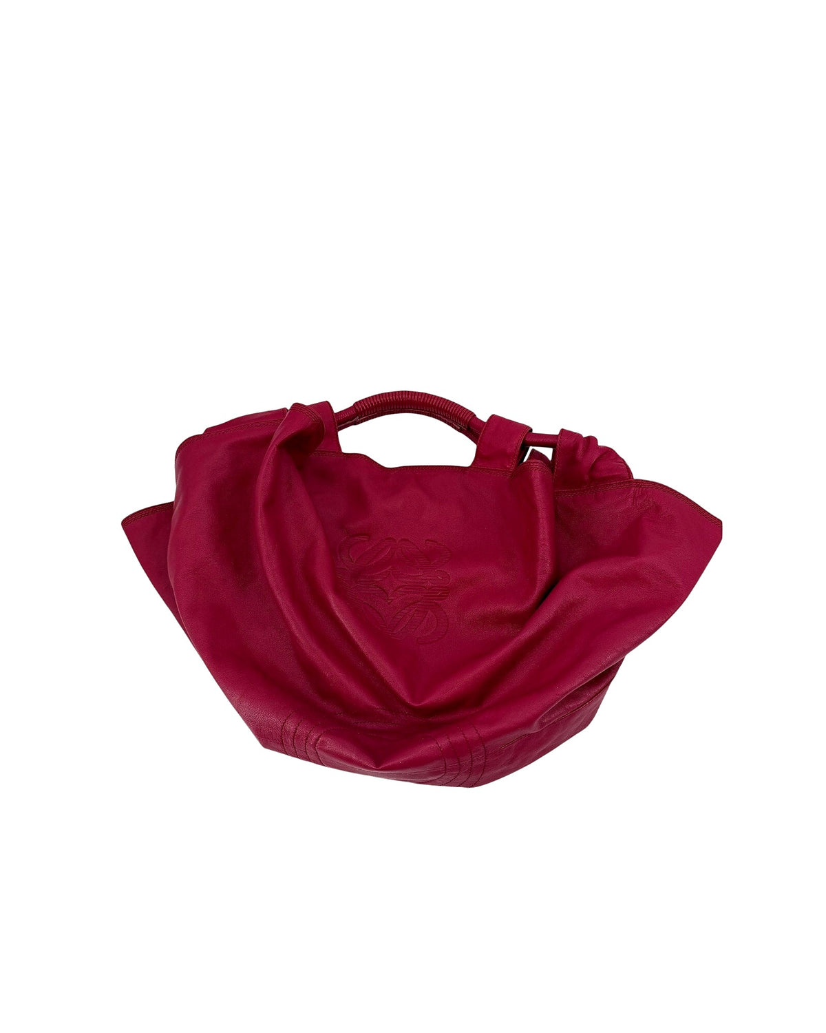 Loewe Nappa Aire Magenta Pink Leather Top Handle Bag Embossed Anagram