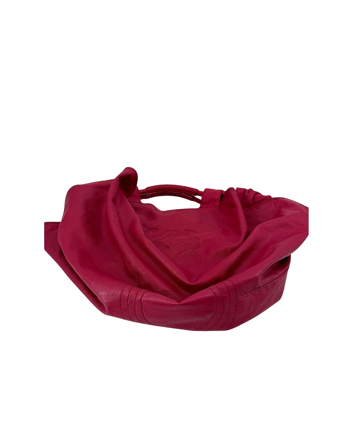 Loewe Nappa Aire Magenta Pink Leather Top Handle Bag Embossed Anagram
