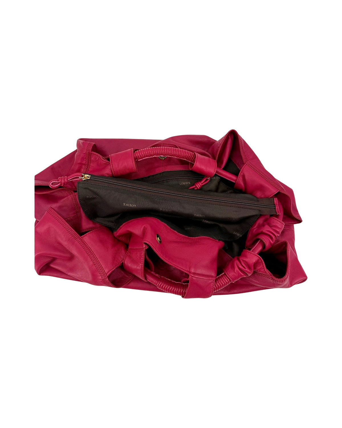 Loewe Nappa Aire Magenta Pink Leather Top Handle Bag Embossed Anagram