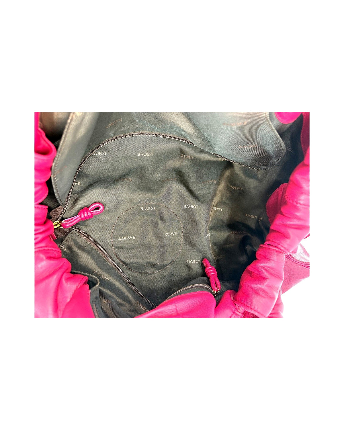 Loewe Nappa Aire Magenta Pink Leather Top Handle Bag Embossed Anagram
