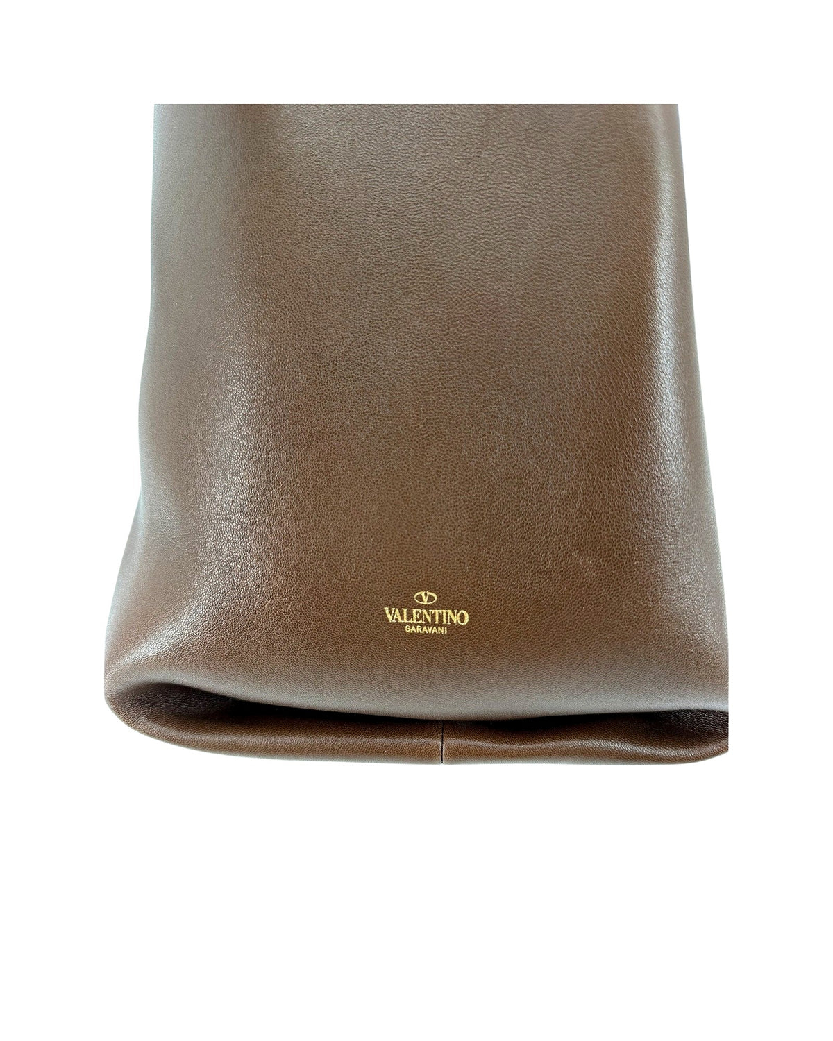 Valentino Garavani Roman Stud Twist Large Hobo Bag Brown Leather Gold Stud
