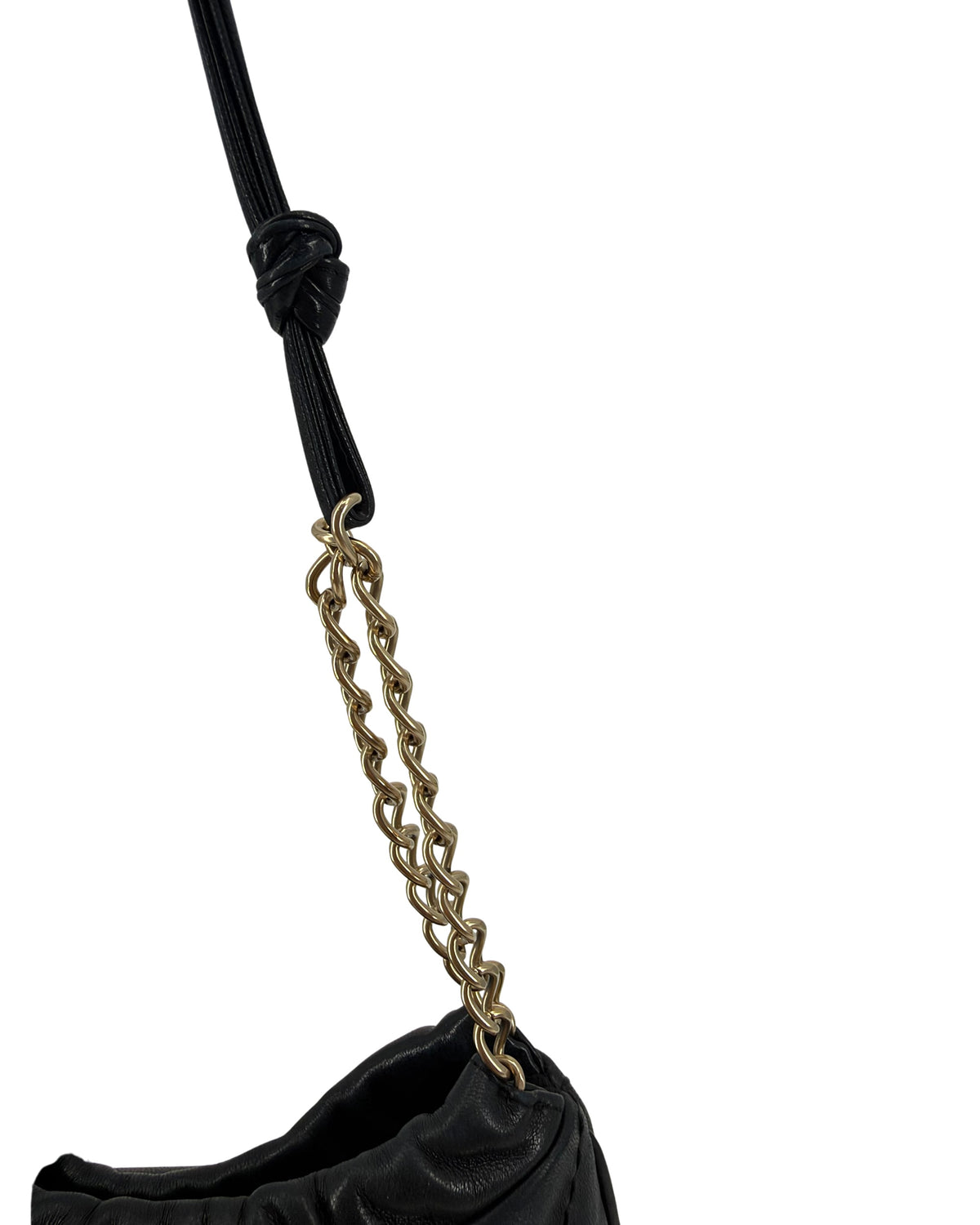 Chanel Black Quilted Lambskin Drawstring Bucket Bag Floral CC Applique Chain Strap
