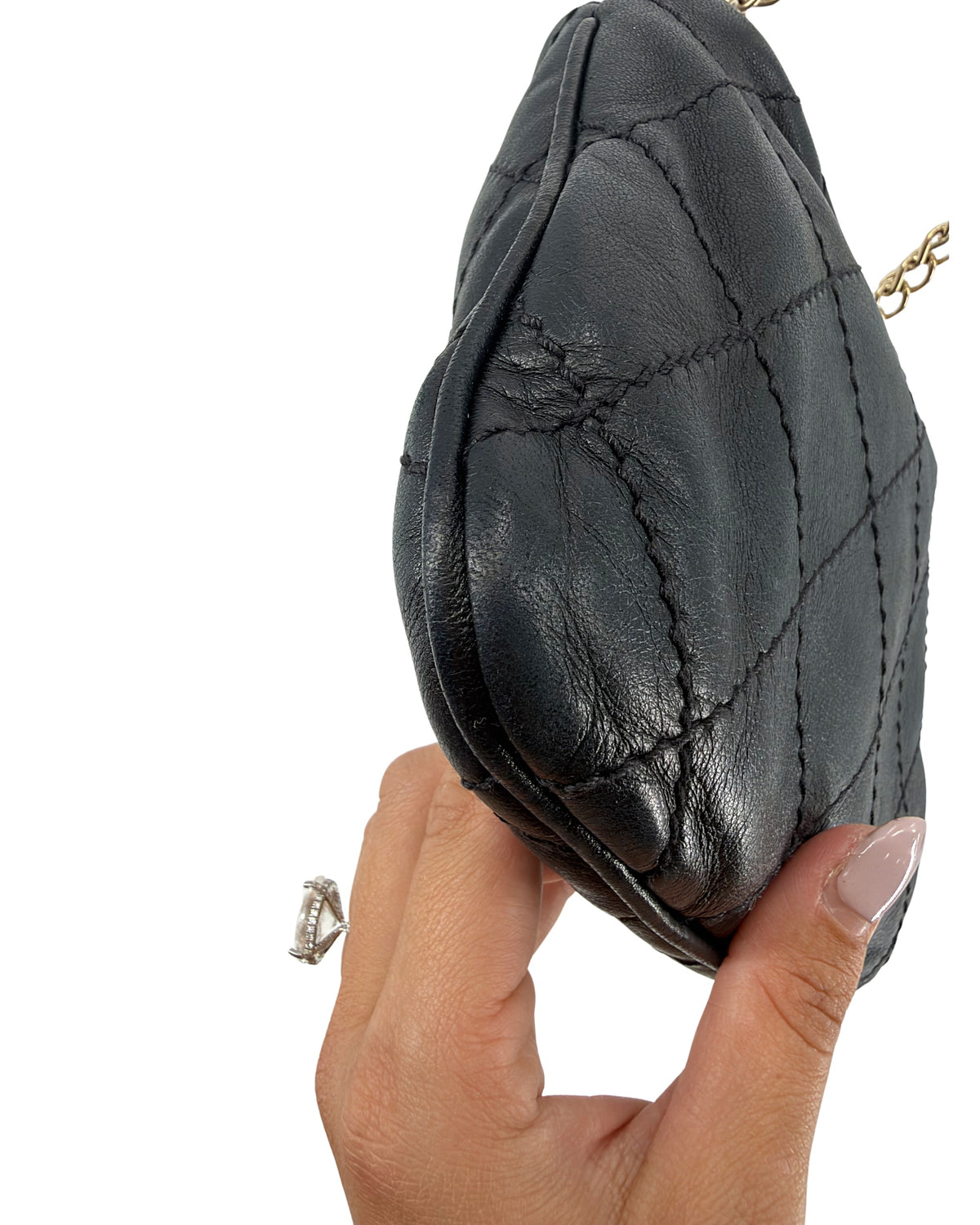 Chanel Black Quilted Lambskin Drawstring Bucket Bag Floral CC Applique Chain Strap