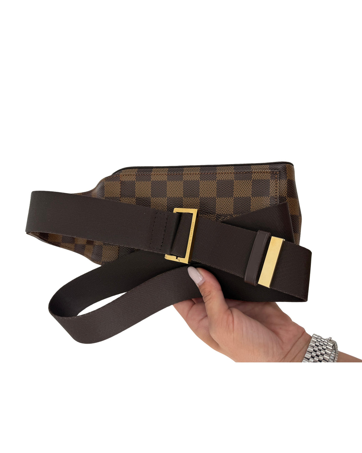 Louis Vuitton Damier Ebene Geronimos Sling Belt Bag Crossbody Made in Spain