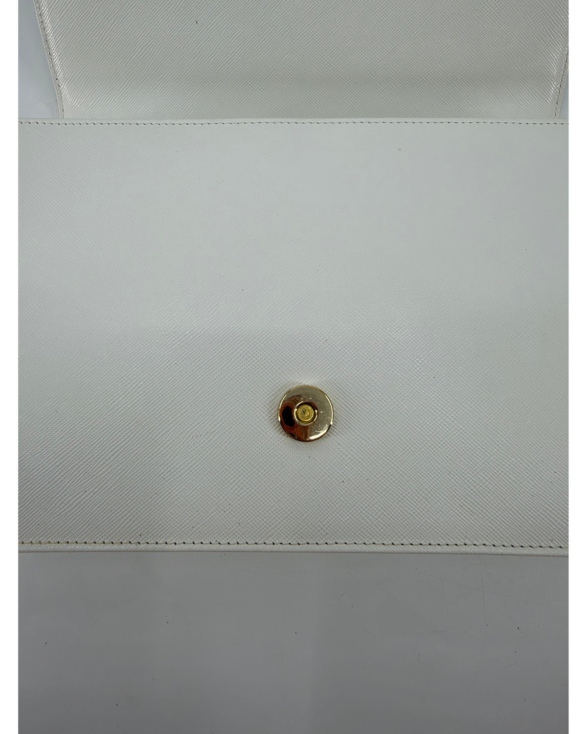 Yves Saint Laurent Vintage White Textured Leather Envelope Clutch YSL Logo