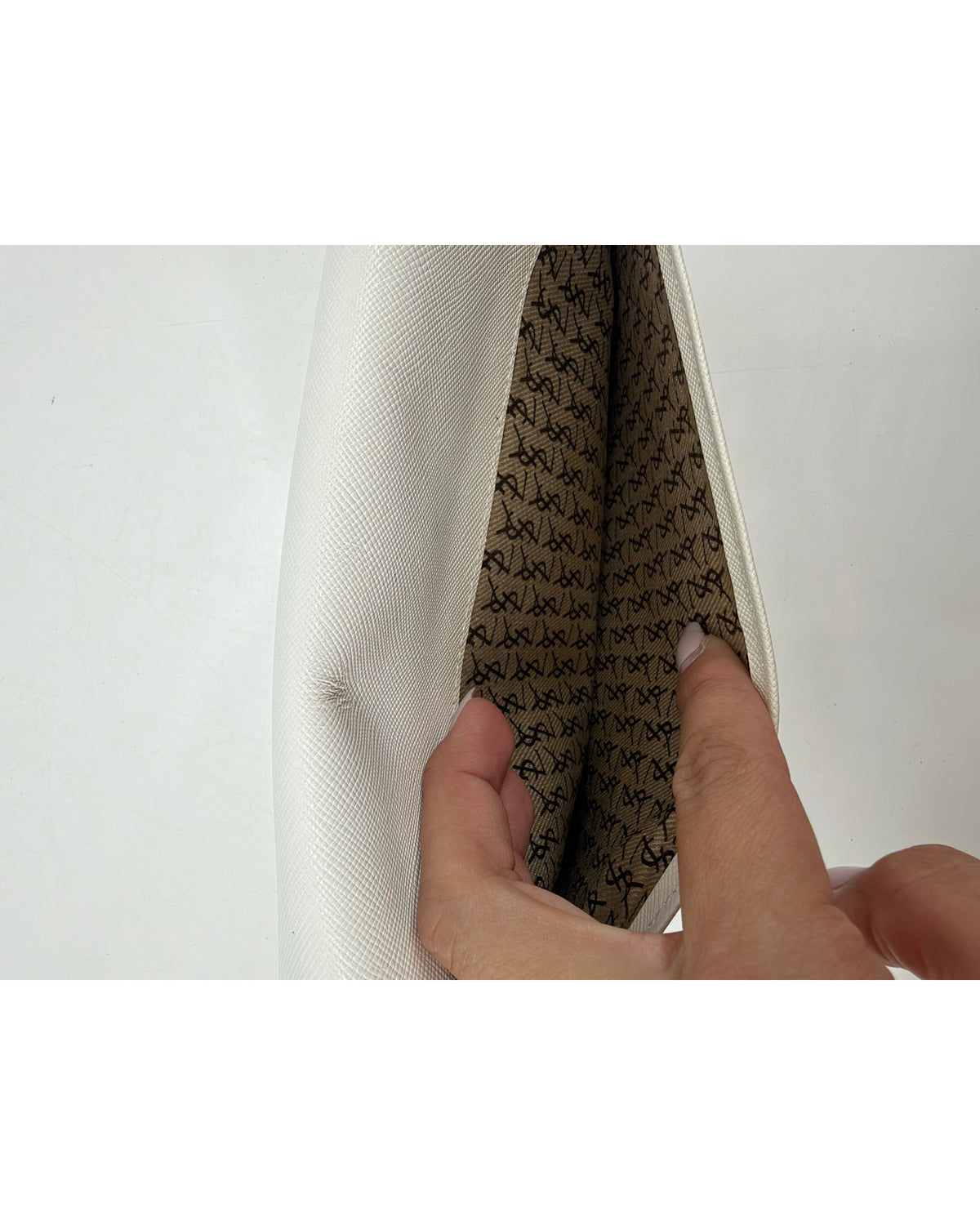 Yves Saint Laurent Vintage White Textured Leather Envelope Clutch YSL Logo