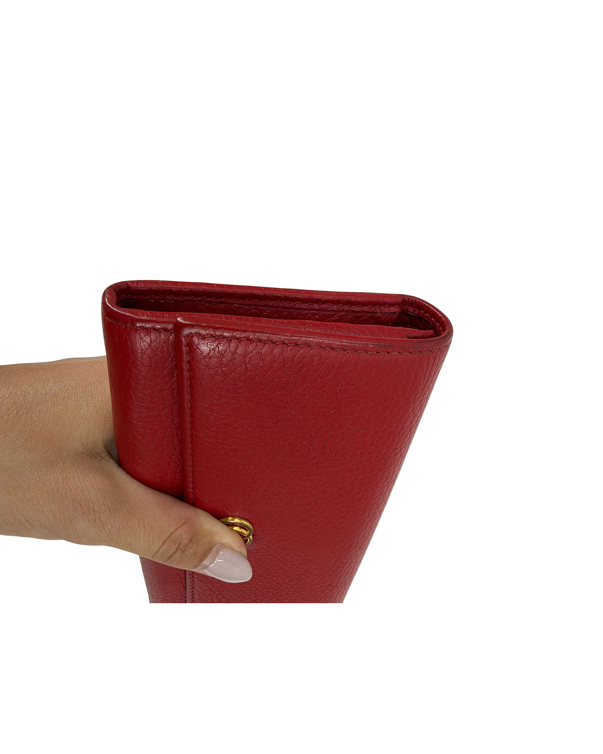 Gucci GG Marmont Red Leather Continental Flap Wallet Gold Double G