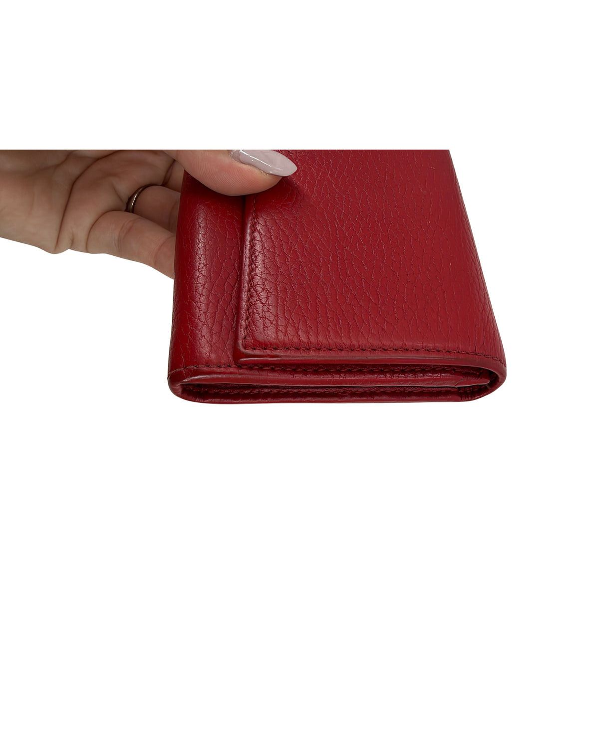 Gucci GG Marmont Red Leather Continental Flap Wallet Gold Double G
