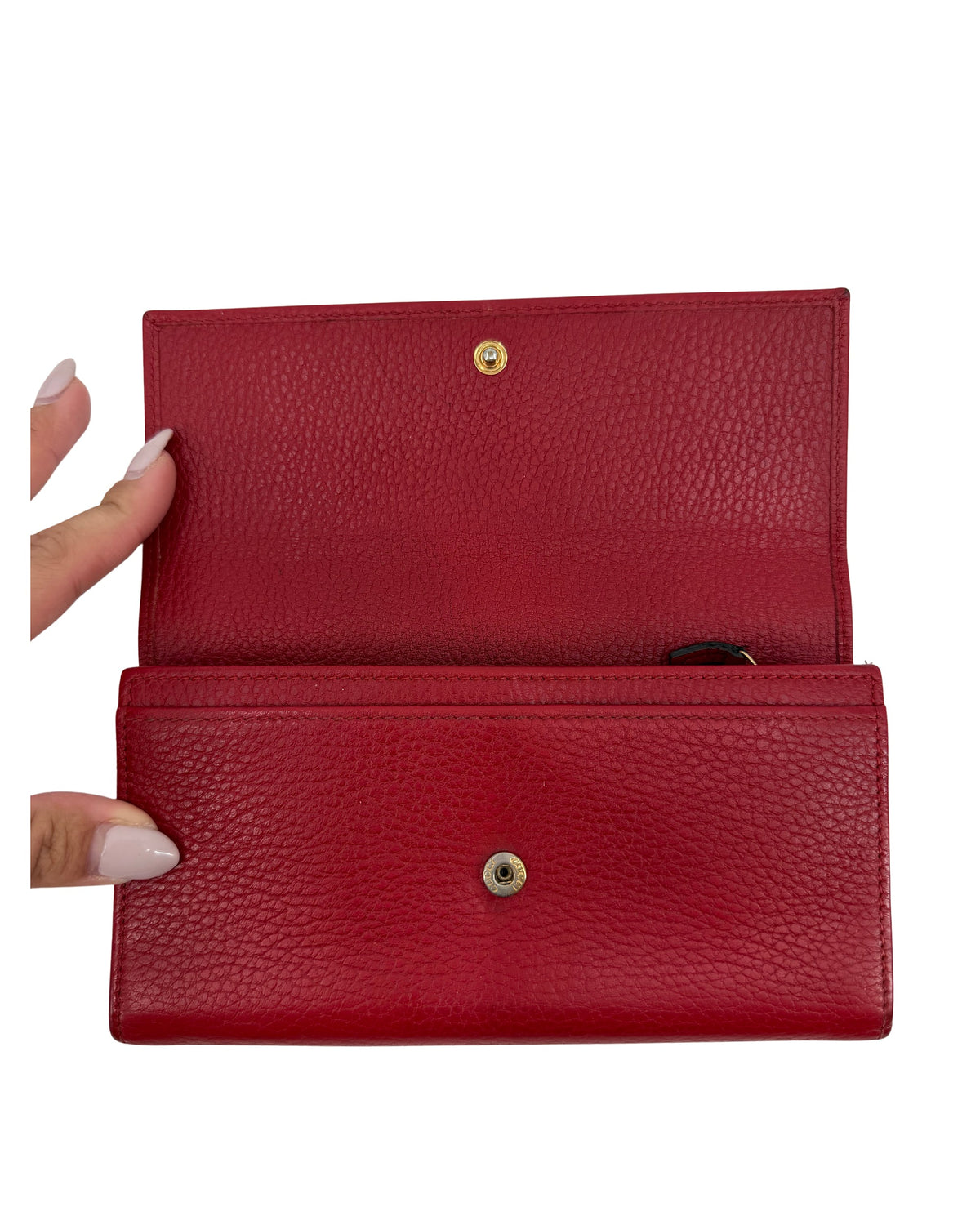 Gucci GG Marmont Red Leather Continental Flap Wallet Gold Double G