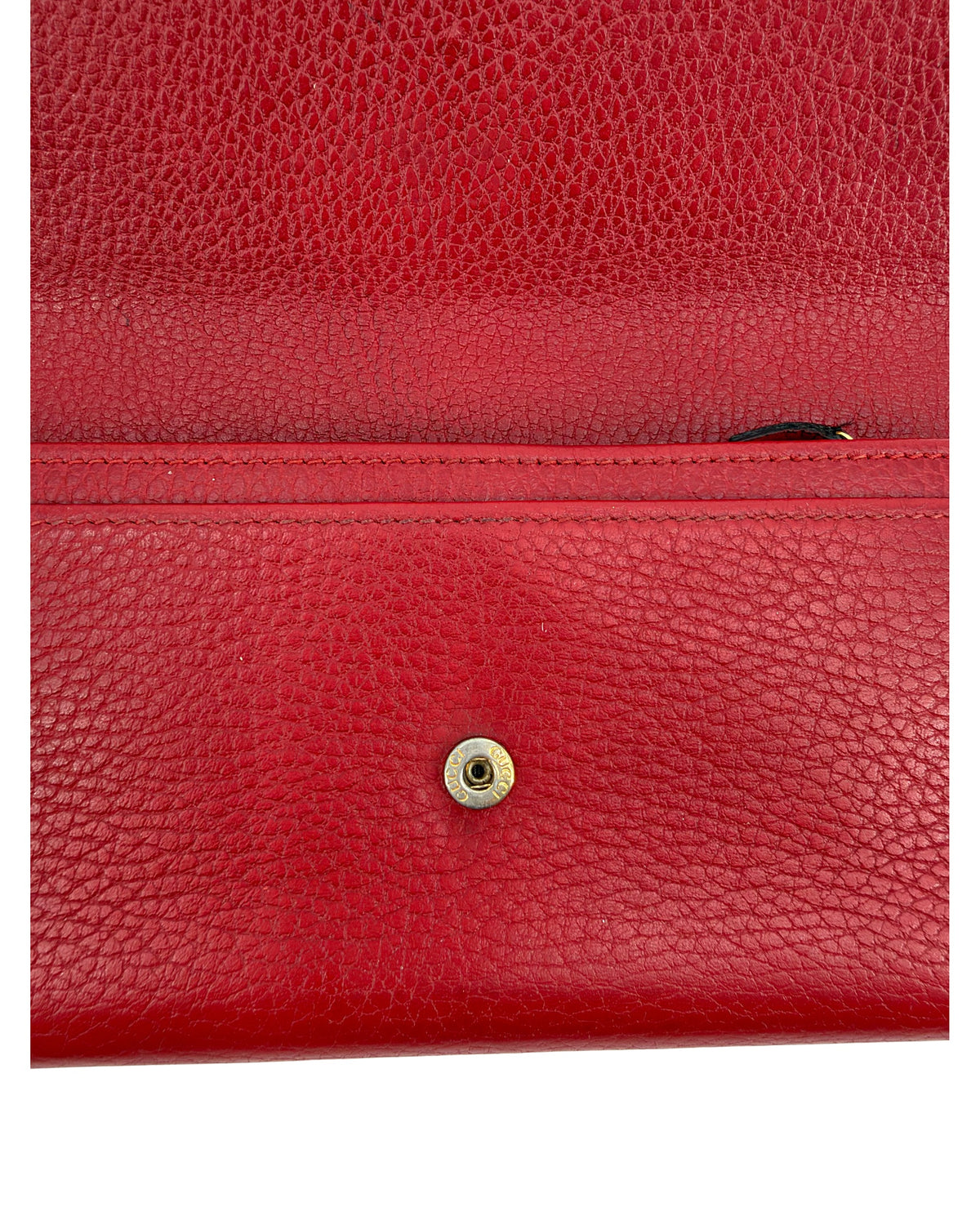 Gucci GG Marmont Red Leather Continental Flap Wallet Gold Double G