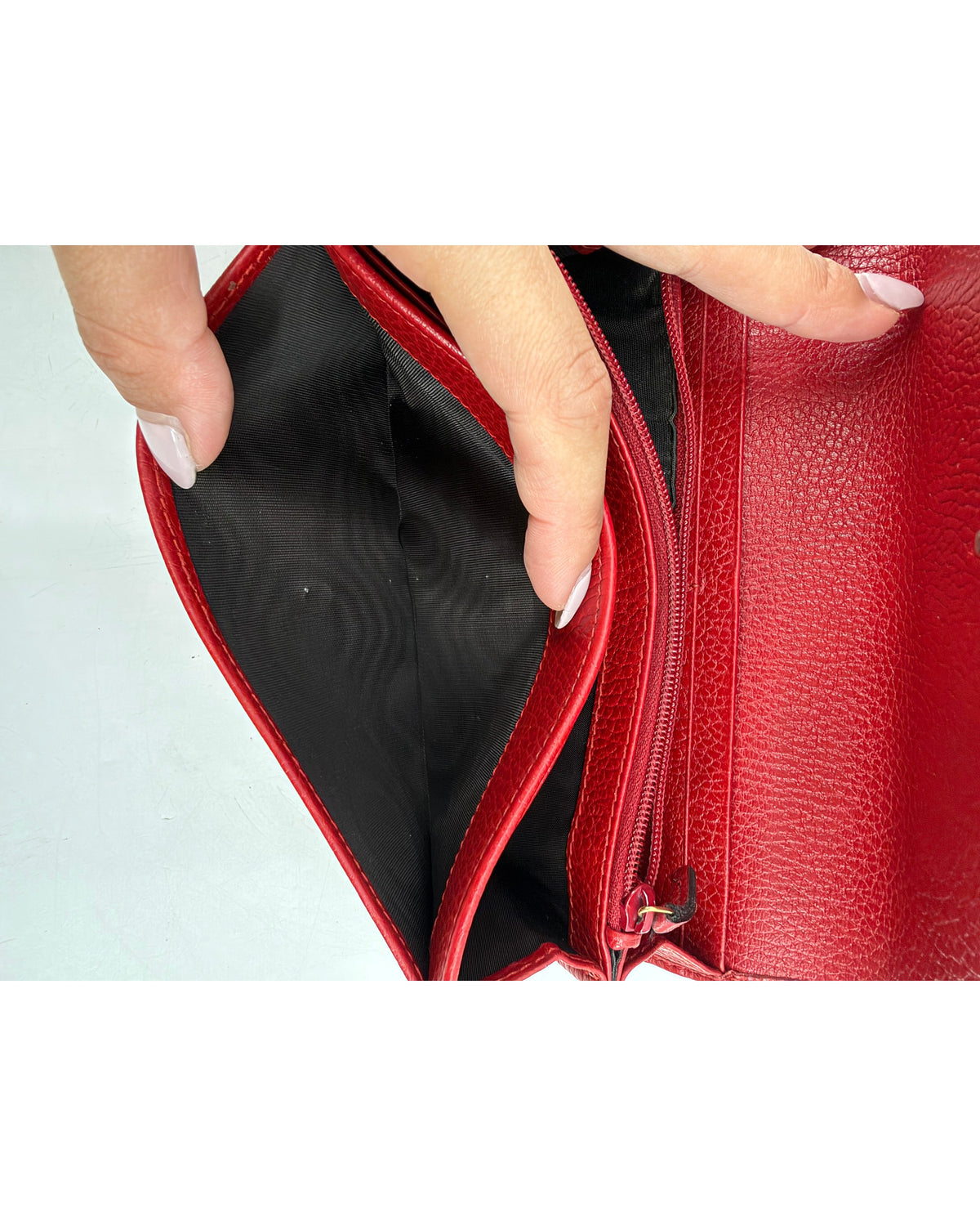Gucci GG Marmont Red Leather Continental Flap Wallet Gold Double G