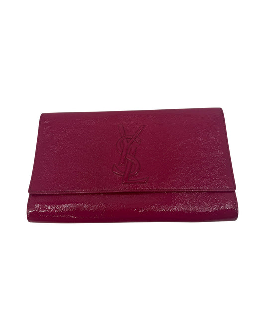 Saint Laurent Belle de Jour Fuchsia Patent Leather Flap Clutch LegitApp Tag