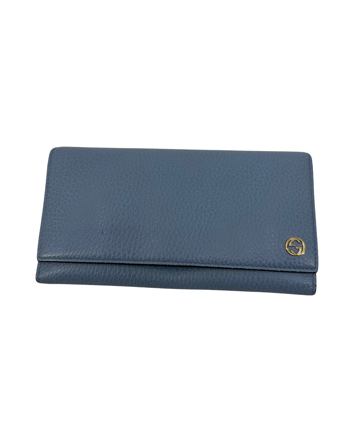 Gucci Interlocking G Light Blue Leather Continental Flap Wallet