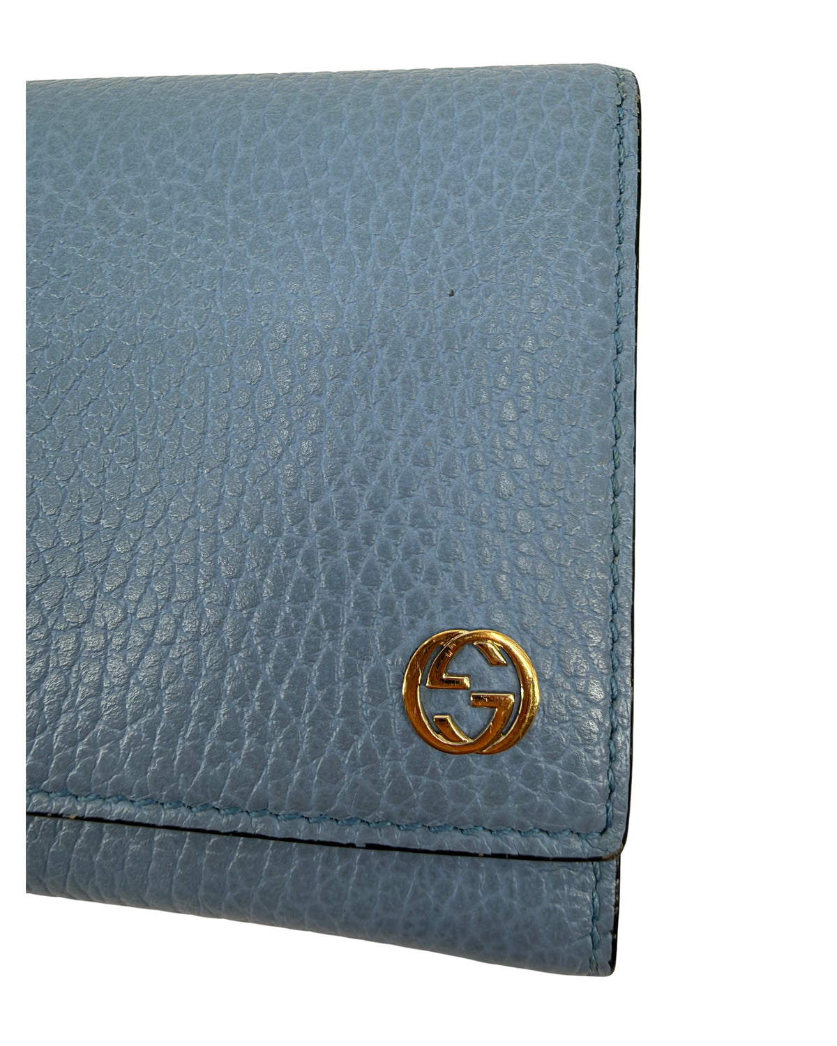 Gucci Interlocking G Light Blue Leather Continental Flap Wallet