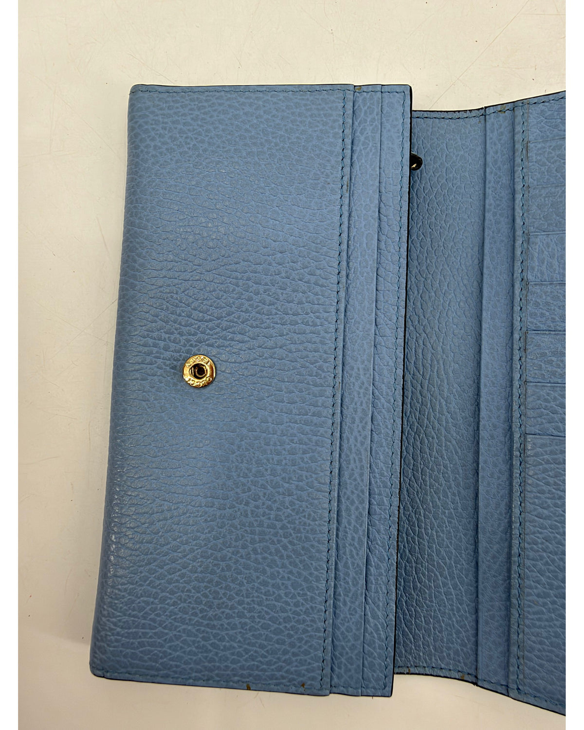 Gucci Interlocking G Light Blue Leather Continental Flap Wallet