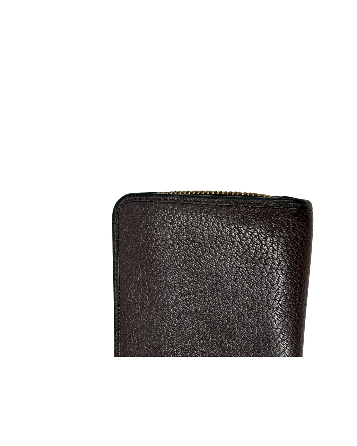 Loewe Dark Brown Grained Leather Zip Around Wallet Anagram Padlock Pull