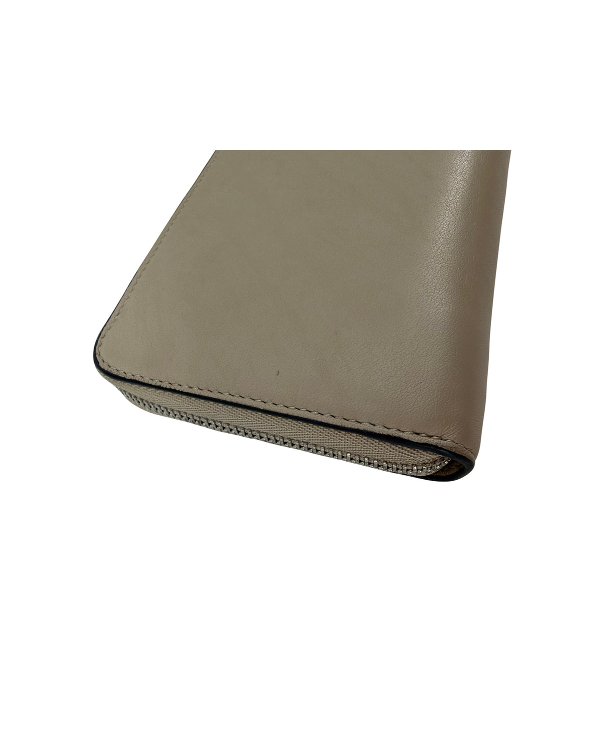 Loewe Anagram Perforated Beige Leather Zip Around Wallet Tan Strap