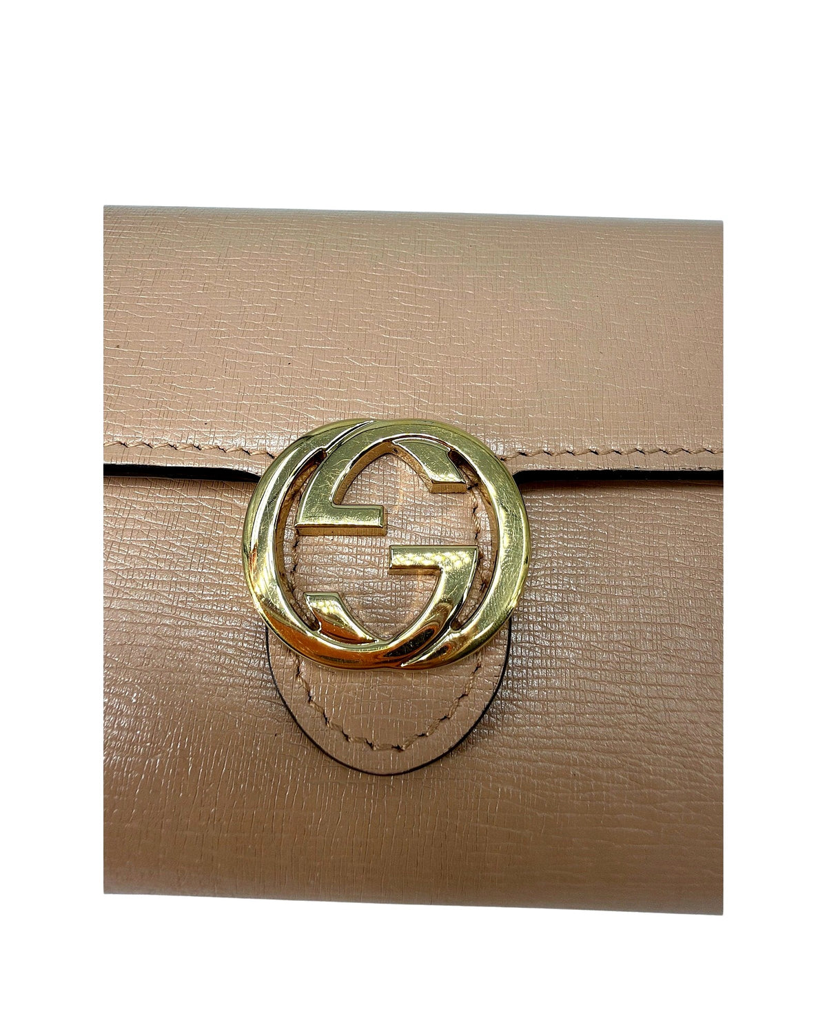 Gucci Interlocking G Continental Long Wallet Tan Beige Leather Gold GG 369663