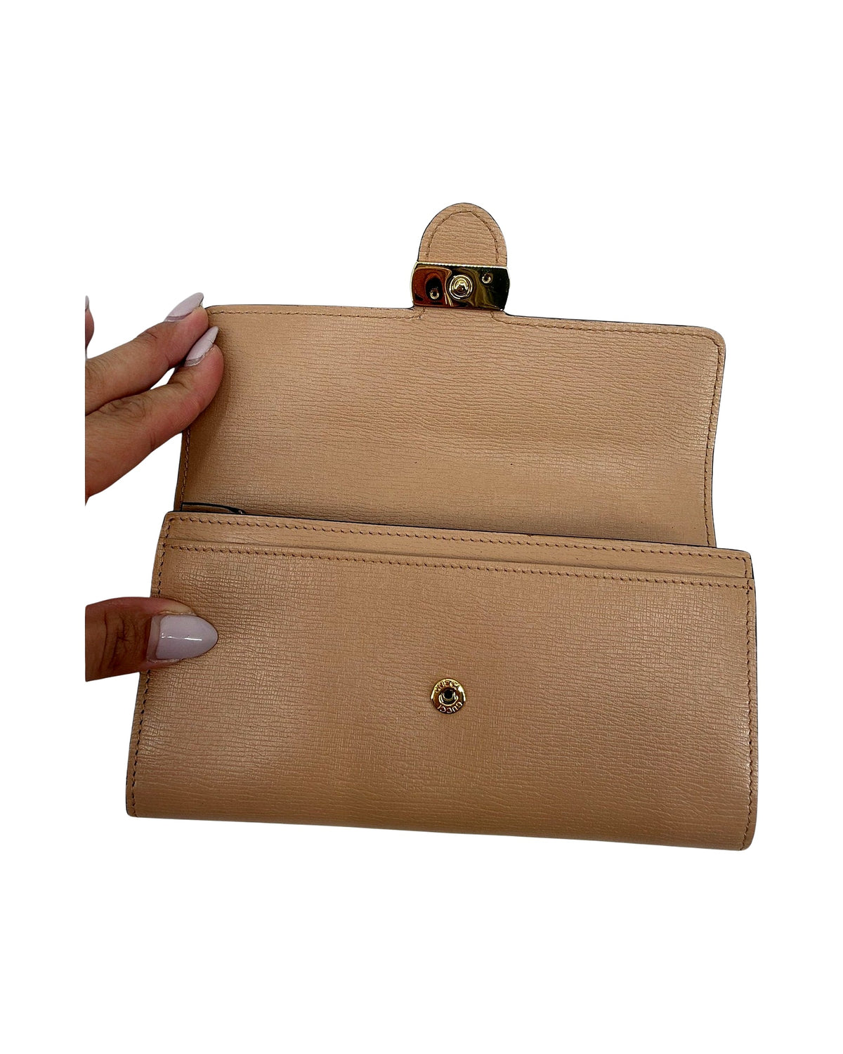 Gucci Interlocking G Continental Long Wallet Tan Beige Leather Gold GG 369663