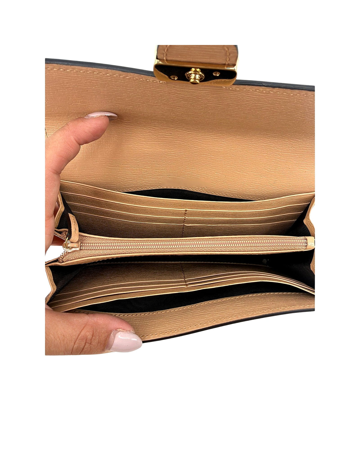 Gucci Interlocking G Continental Long Wallet Tan Beige Leather Gold GG 369663