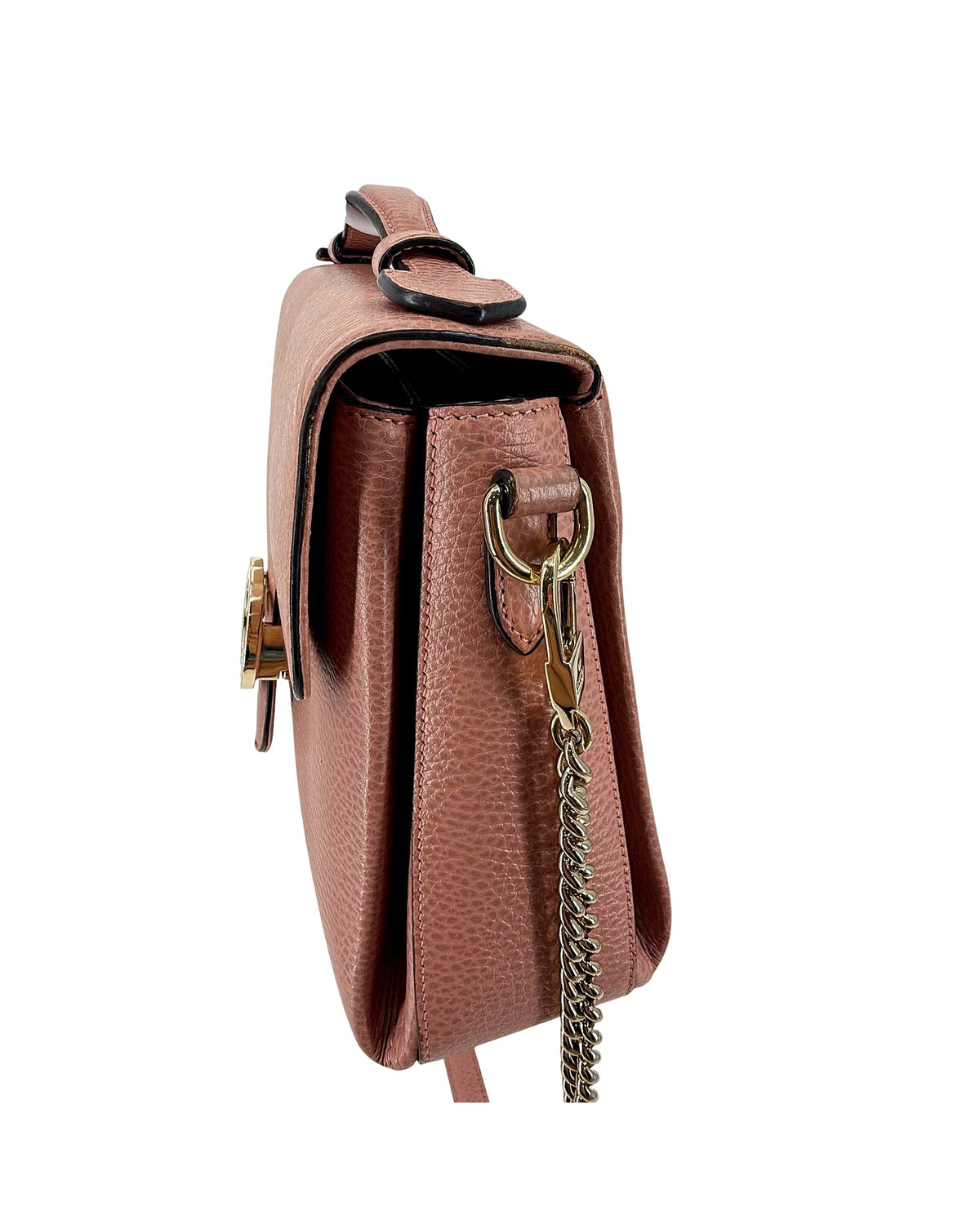 Gucci Interlocking G Small Top Handle Bag Dusty Pink Leather Crossbody 510302