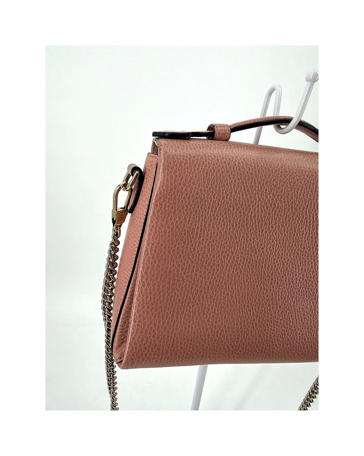 Gucci Interlocking G Small Top Handle Bag Dusty Pink Leather Crossbody 510302