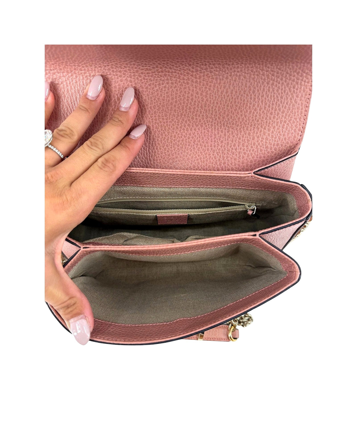 Gucci Interlocking G Small Top Handle Bag Dusty Pink Leather Crossbody 510302