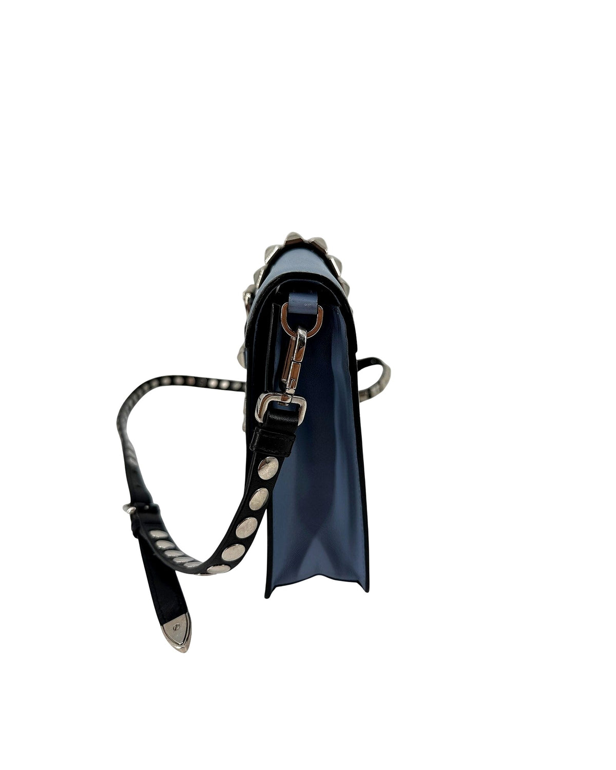 Prada Elektra Studded Leather Shoulder Bag Light Blue Saffiano Crossbody w Strap