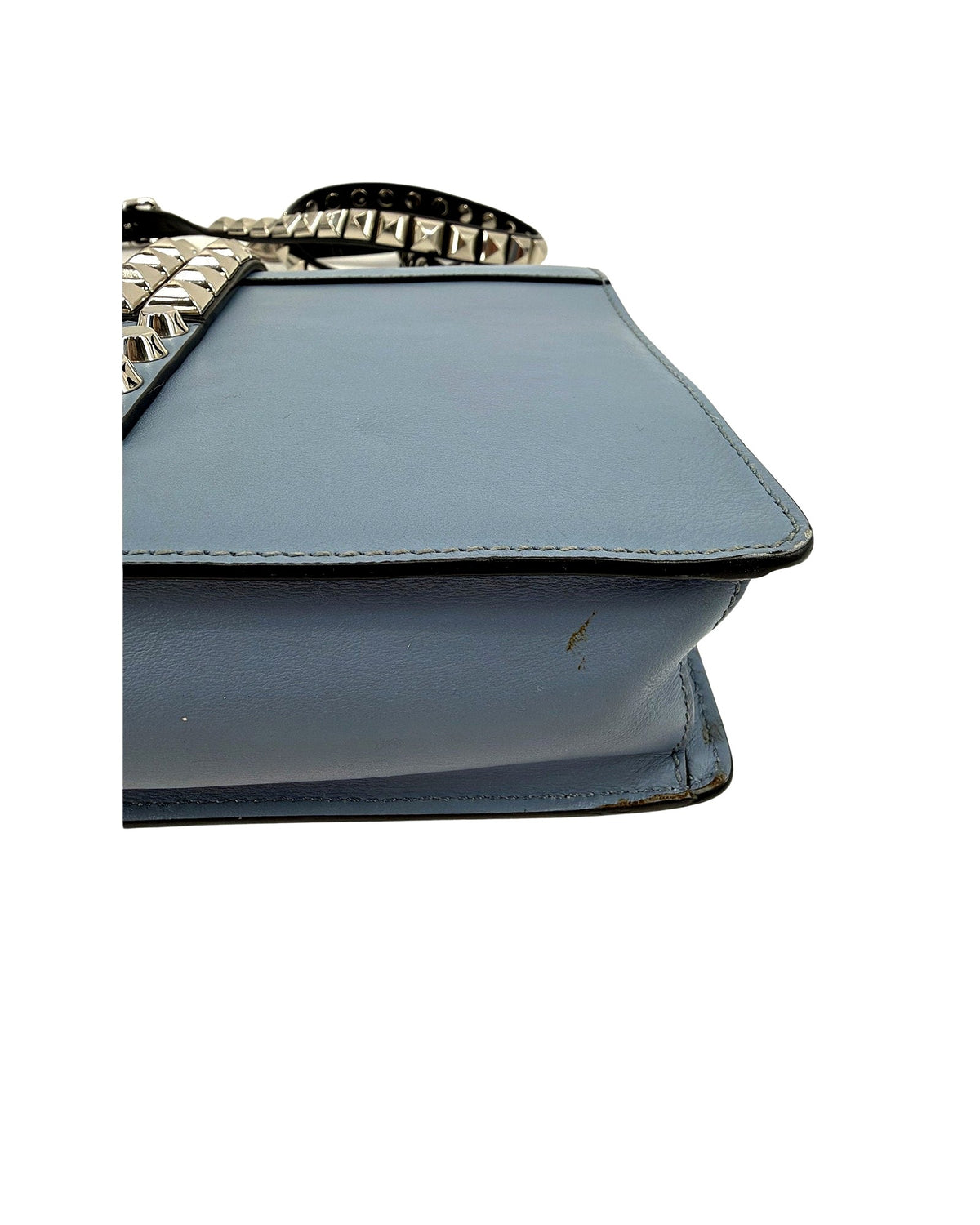 Prada Elektra Studded Leather Shoulder Bag Light Blue Saffiano Crossbody w Strap