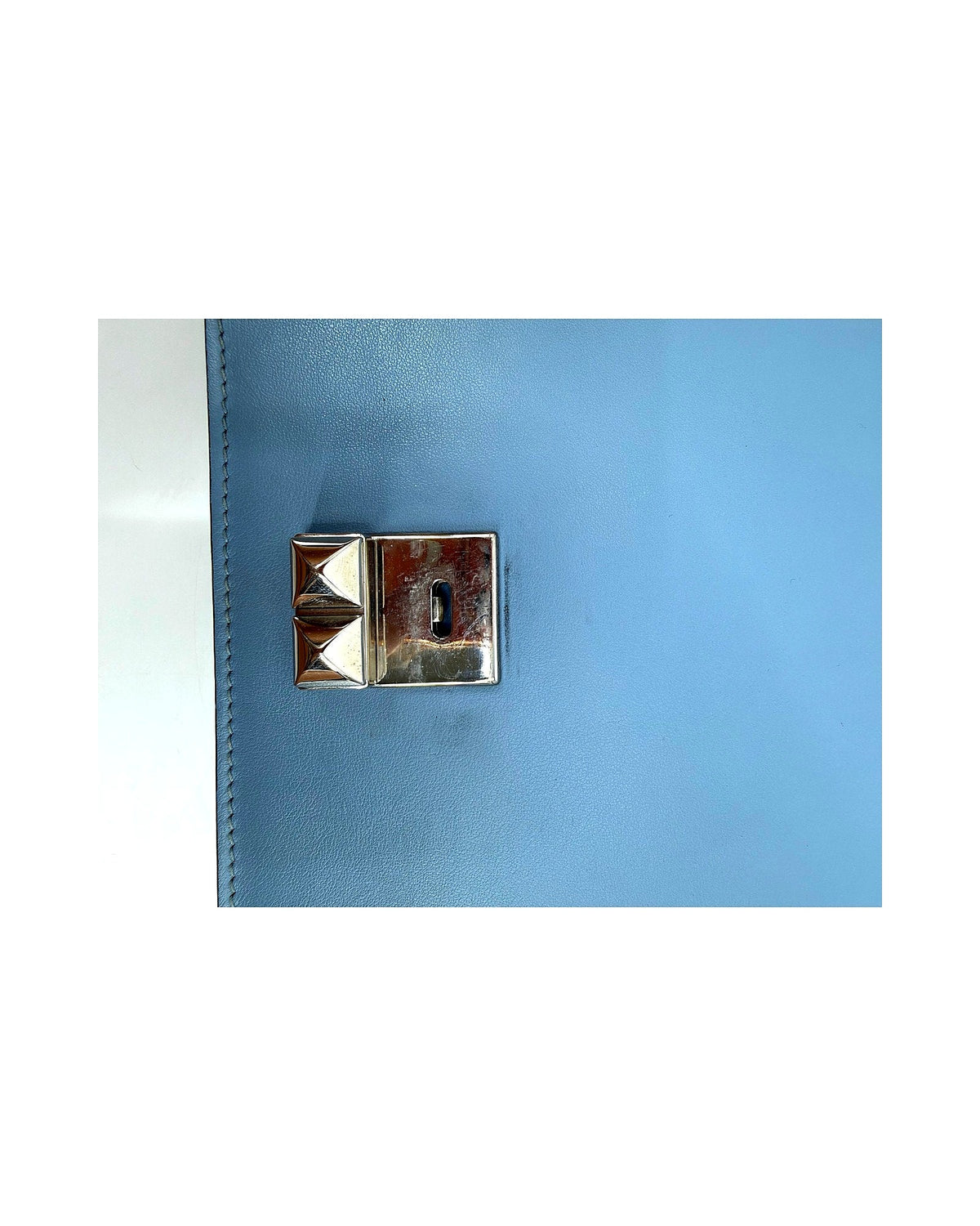 Prada Elektra Studded Leather Shoulder Bag Light Blue Saffiano Crossbody w Strap