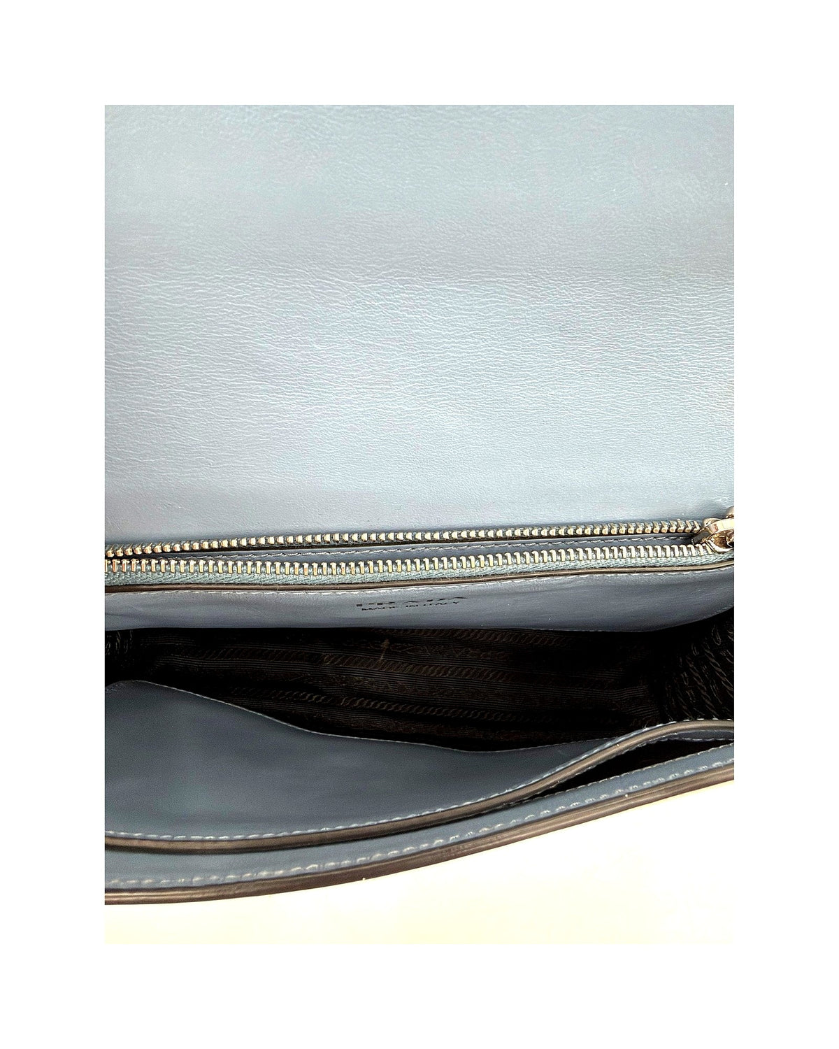 Prada Elektra Studded Leather Shoulder Bag Light Blue Saffiano Crossbody w Strap