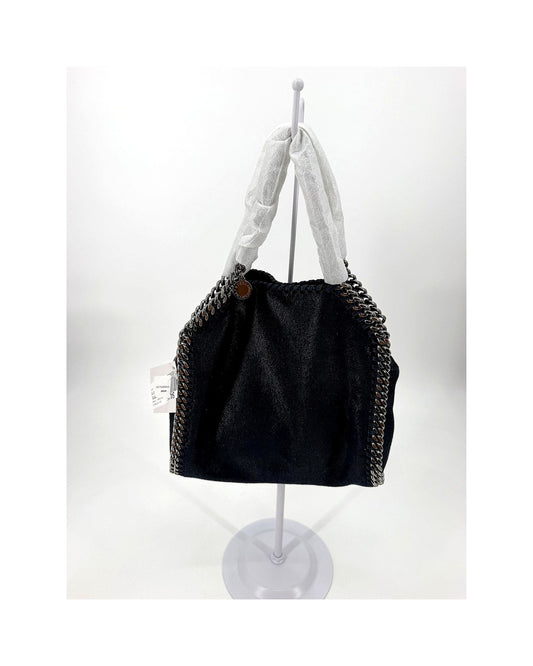 Stella McCartney Falabella Mini Tote Midnight Navy Shaggy Deer Silver Chain NWT