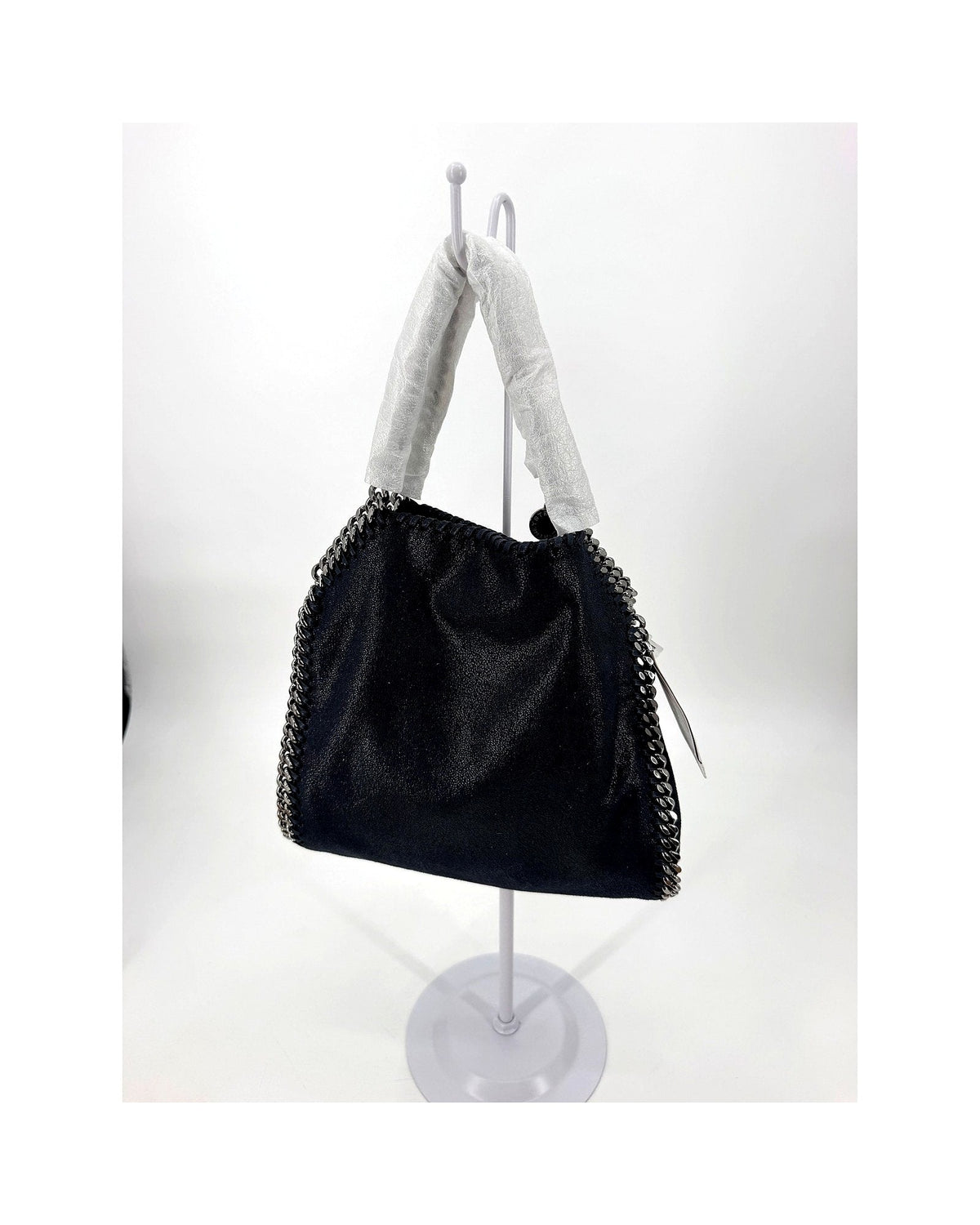Stella McCartney Falabella Mini Tote Midnight Navy Shaggy Deer Silver Chain NWT