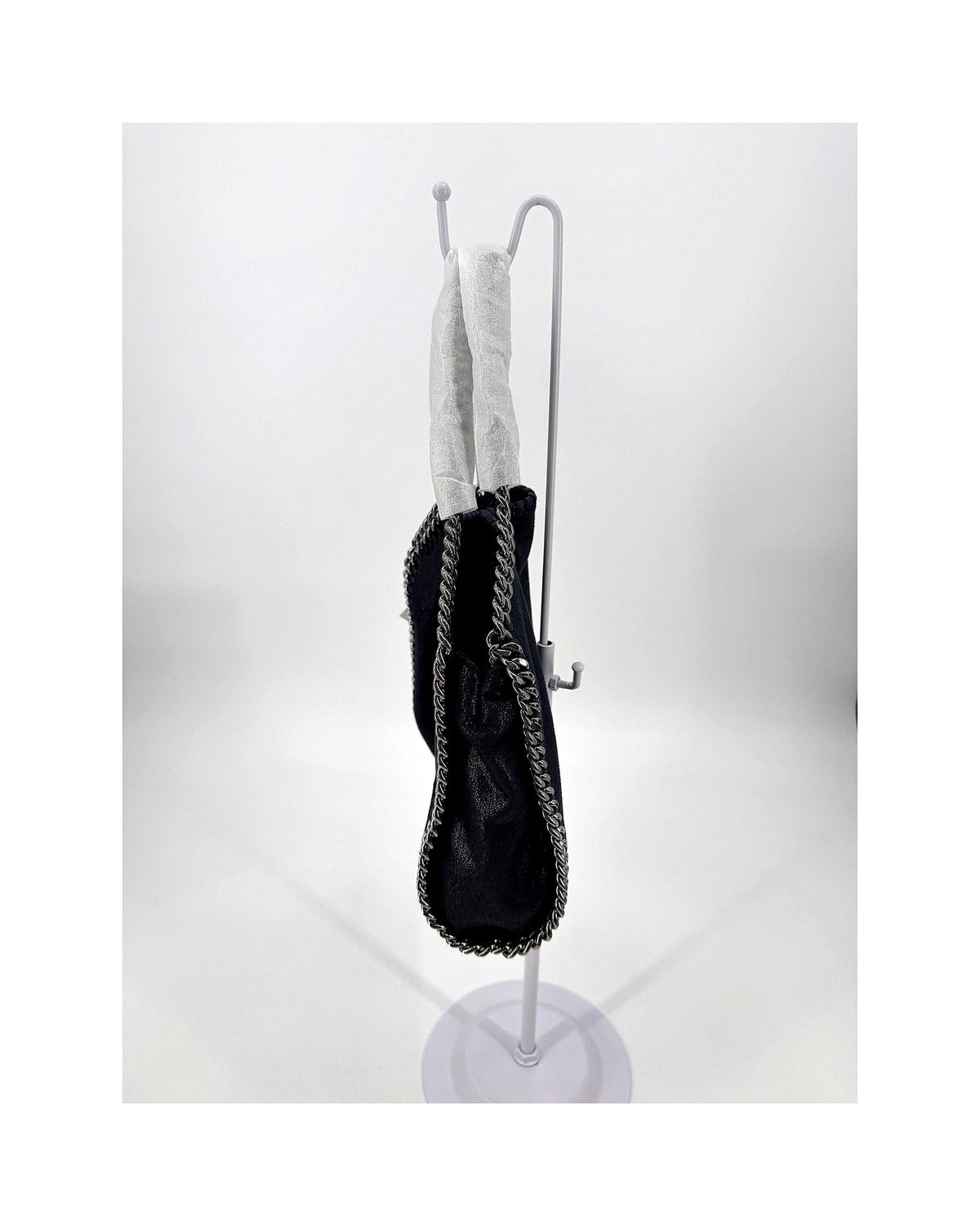 Stella McCartney Falabella Mini Tote Midnight Navy Shaggy Deer Silver Chain NWT