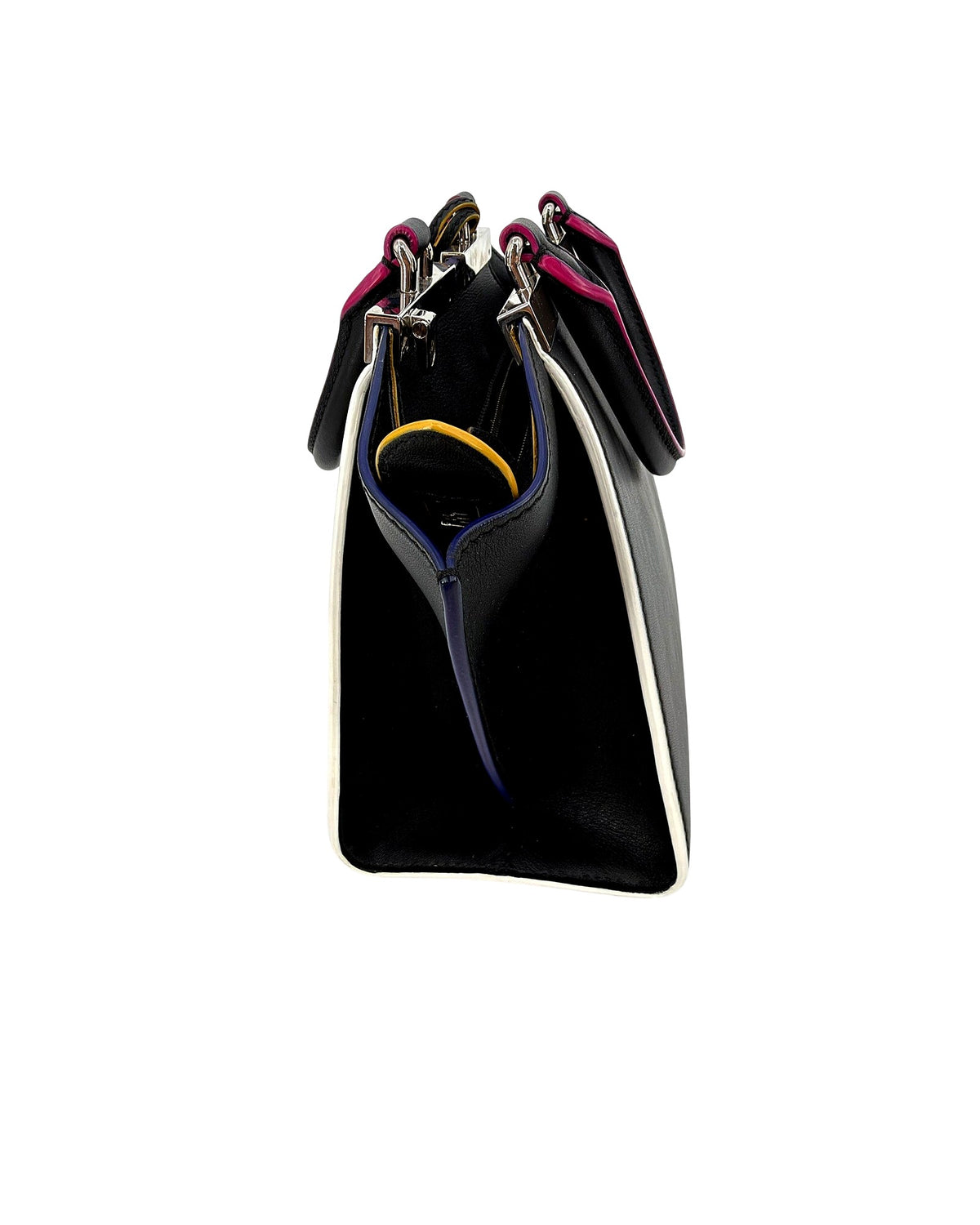 Fendi Mini 3Jours Tote Black Calfskin Multicolor Edge Pink Yellow Crossbody Bag