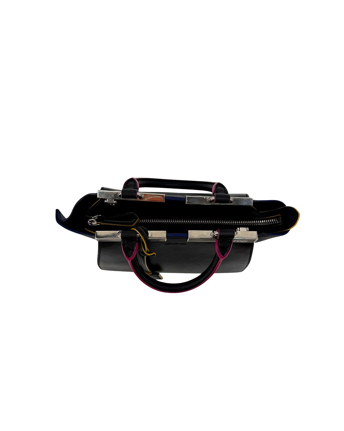 Fendi Mini 3Jours Tote Black Calfskin Multicolor Edge Pink Yellow Crossbody Bag