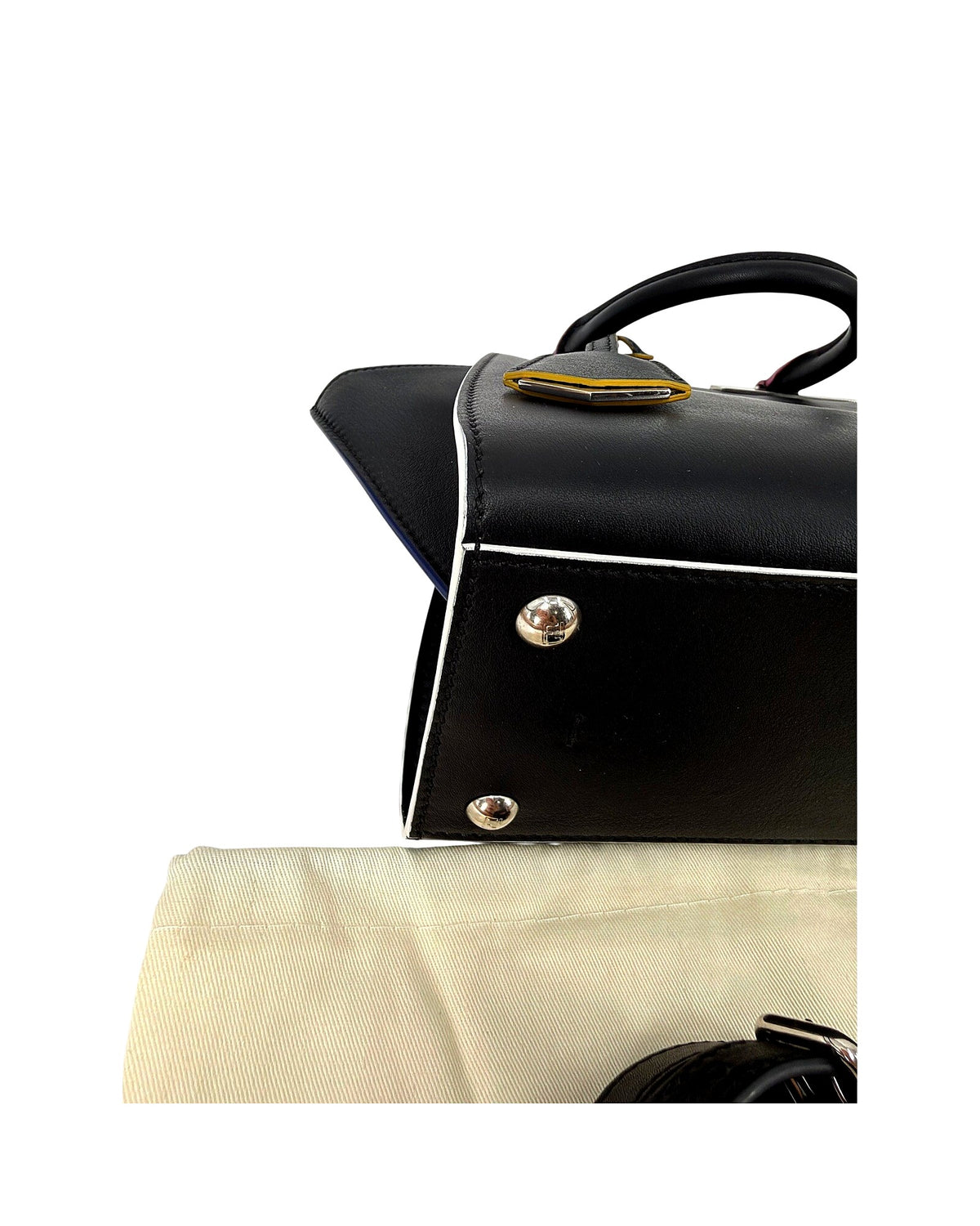 Fendi Mini 3Jours Tote Black Calfskin Multicolor Edge Pink Yellow Crossbody Bag