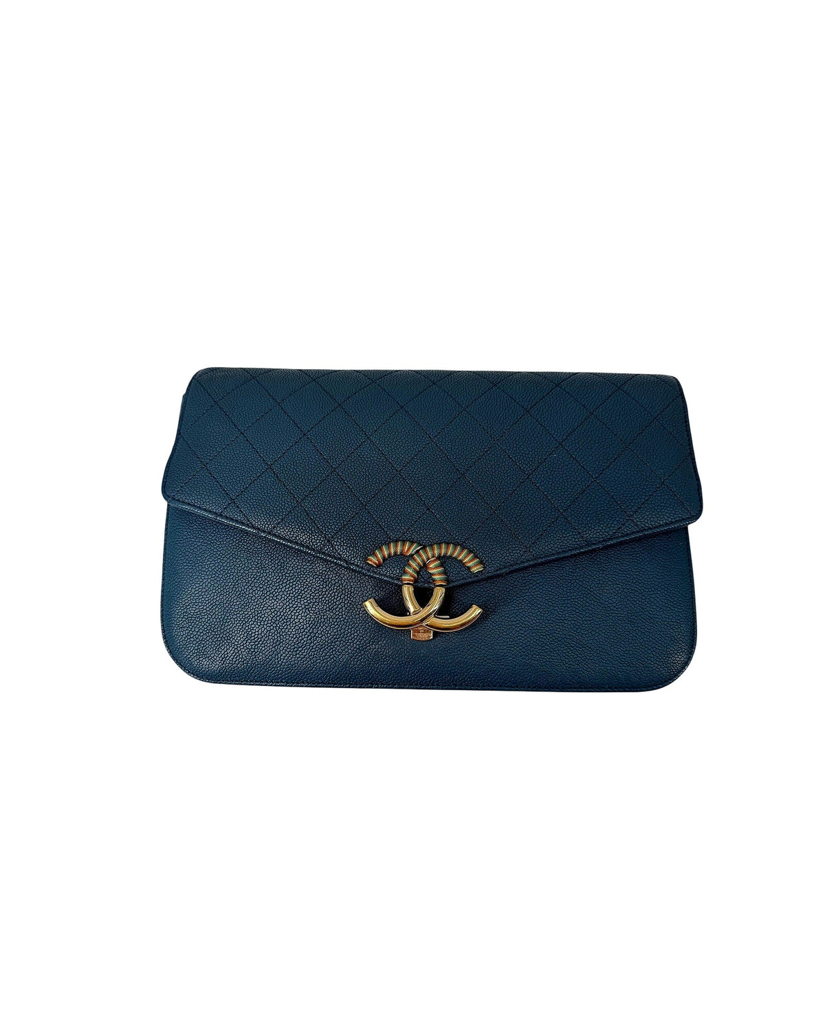 Chanel Paris-Cuba Thread Around Flap Bag Blue Caviar Chain Shoulder Bag Gold