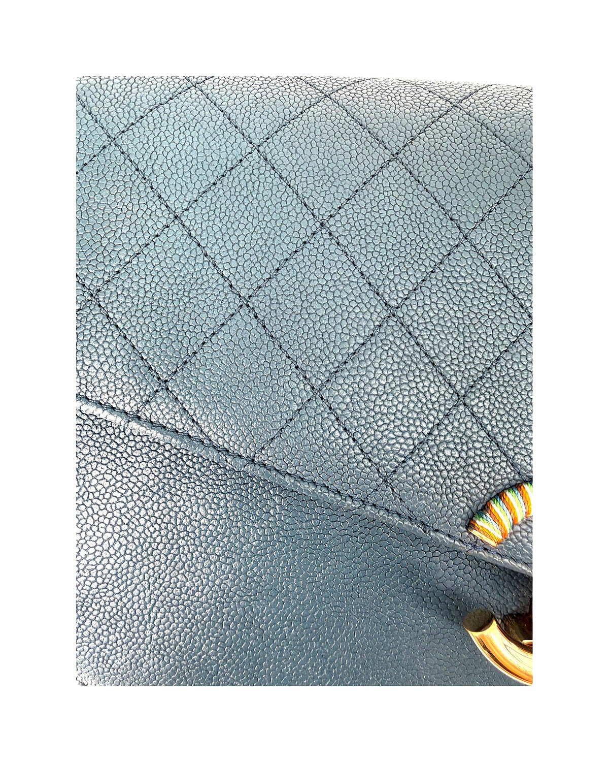 Chanel Paris-Cuba Thread Around Flap Bag Blue Caviar Chain Shoulder Bag Gold