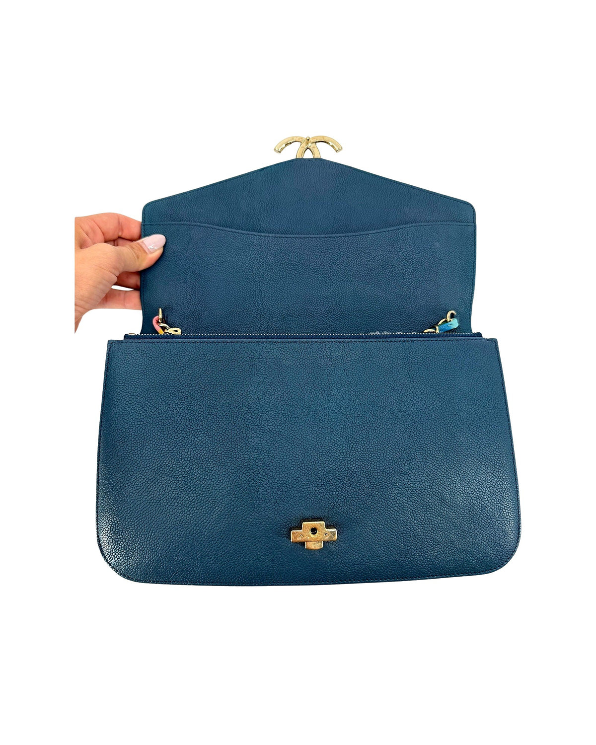 Chanel Paris-Cuba Thread Around Flap Bag Blue Caviar Chain Shoulder Bag Gold