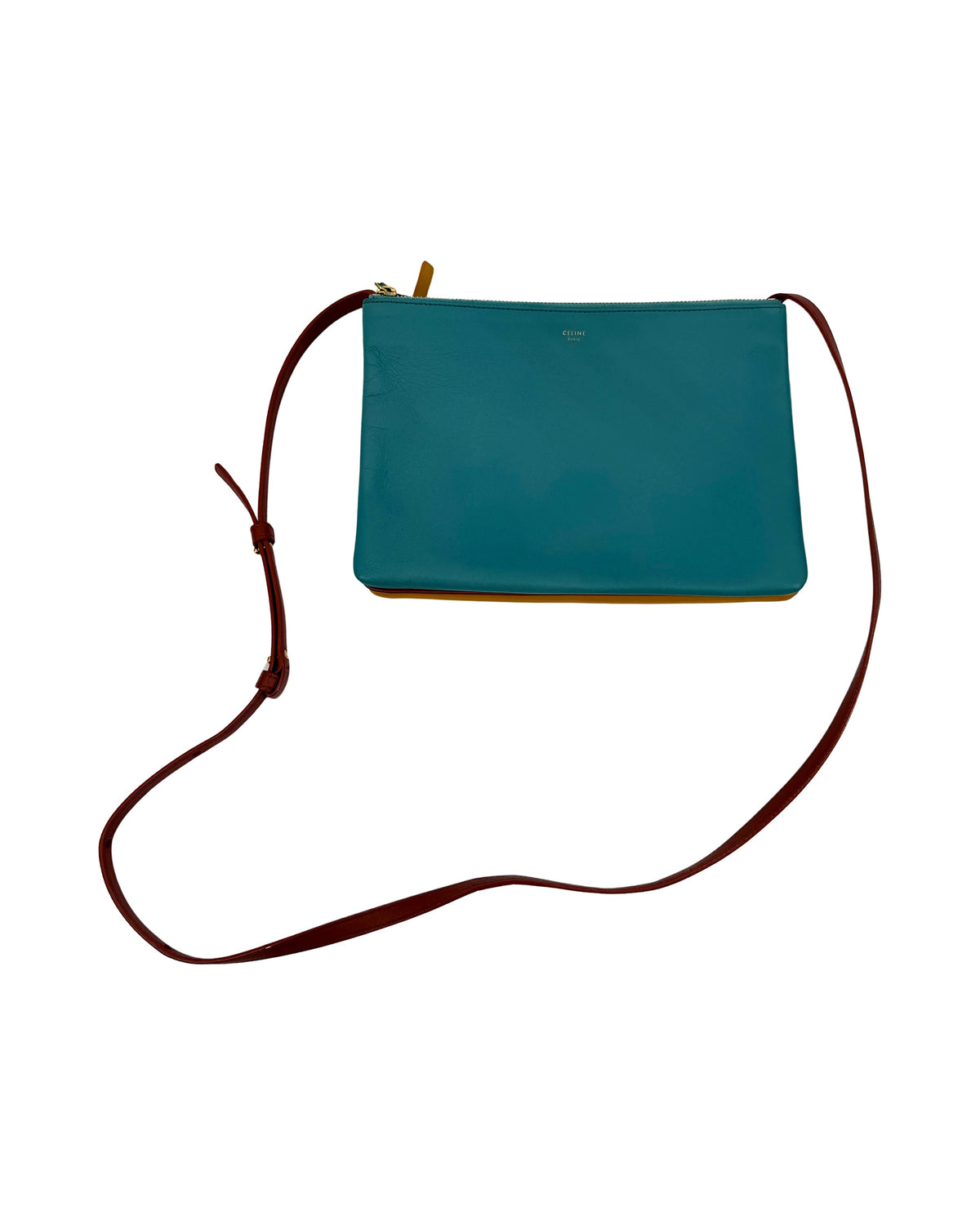 Celine Trio Bag Multicolor Teal Mustard Terracotta