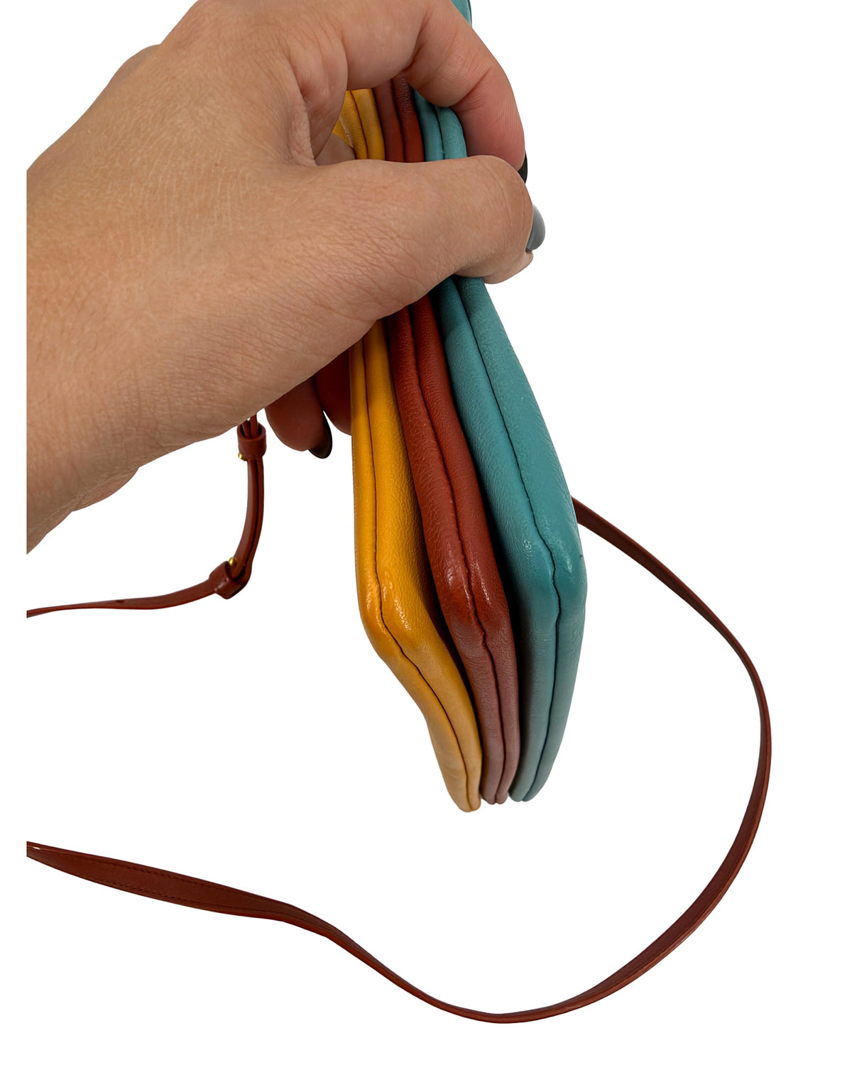 Celine Trio Bag Multicolor Teal Mustard Terracotta