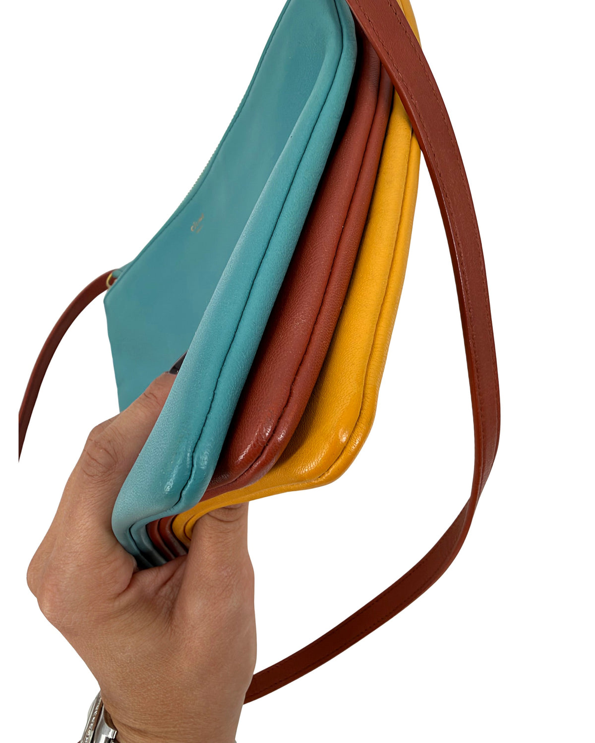 Celine Trio Bag Multicolor Teal Mustard Terracotta