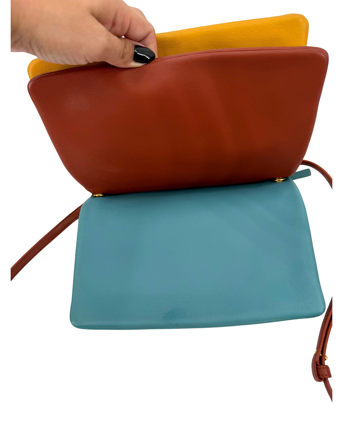 Celine Trio Bag Multicolor Teal Mustard Terracotta