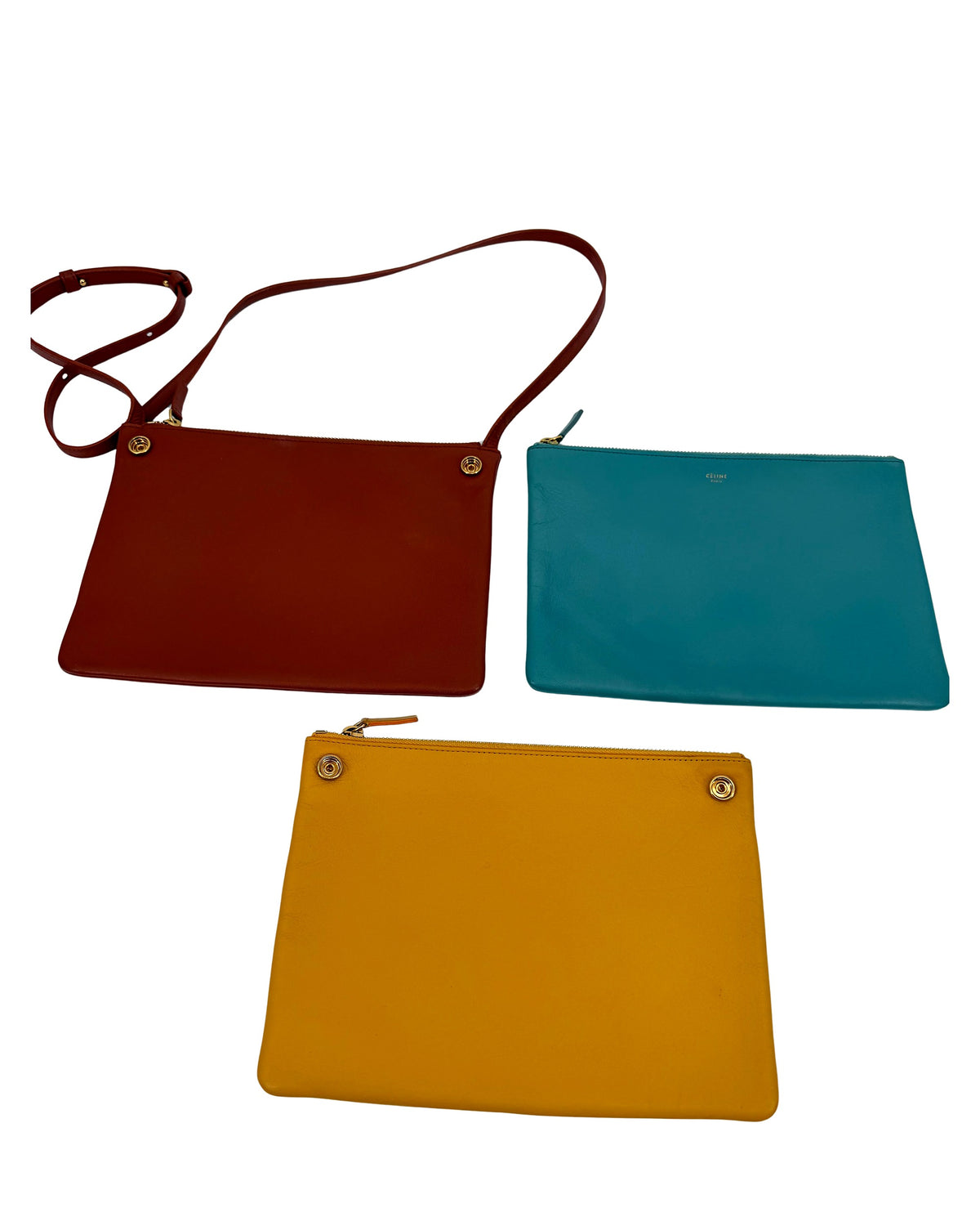Celine Trio Bag Multicolor Teal Mustard Terracotta