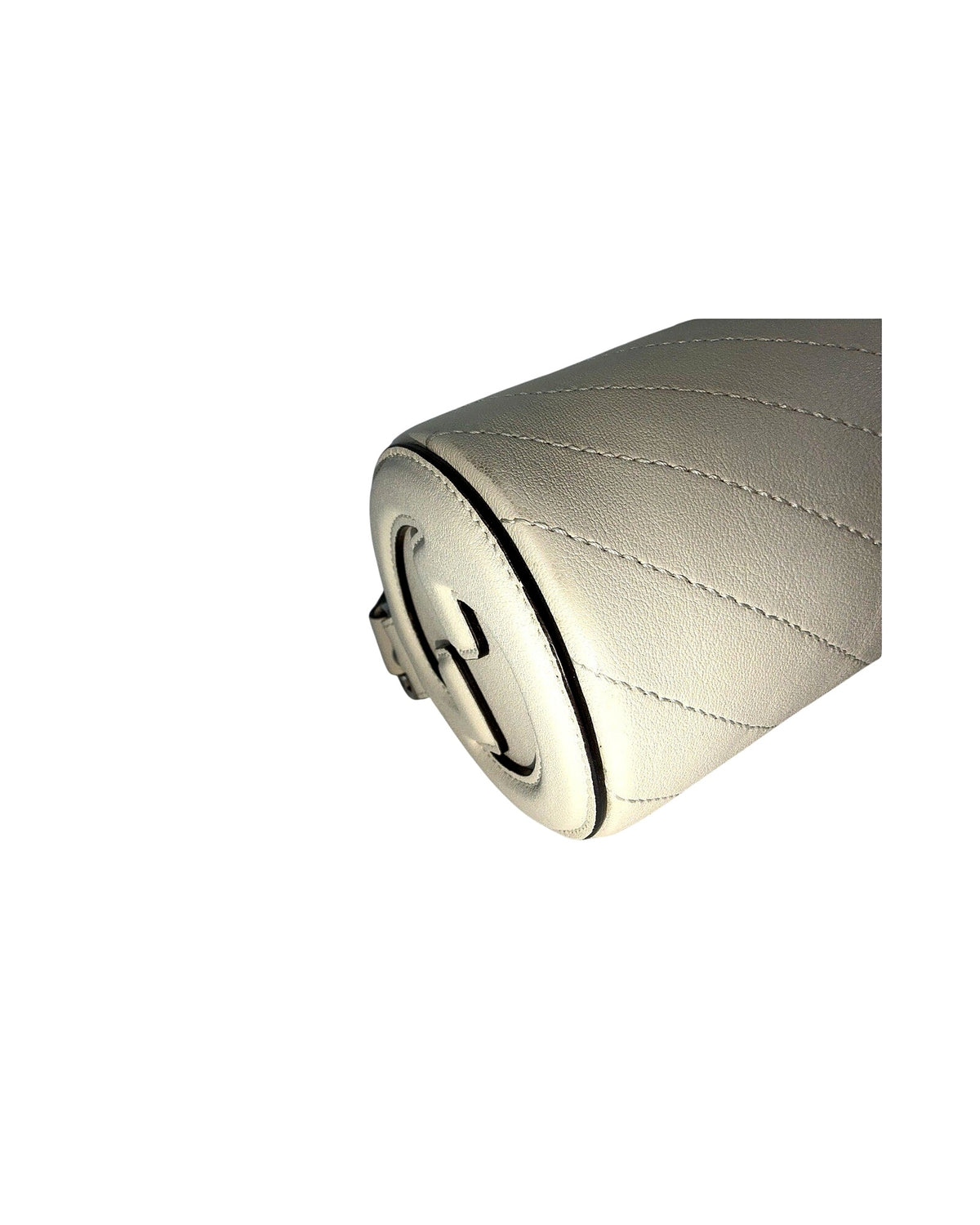 Gucci Blondie Mini Barrel Top Handle Bag Ivory Diagonal Stitched Leather