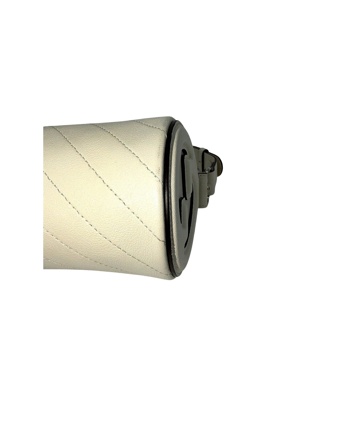 Gucci Blondie Mini Barrel Top Handle Bag Ivory Diagonal Stitched Leather