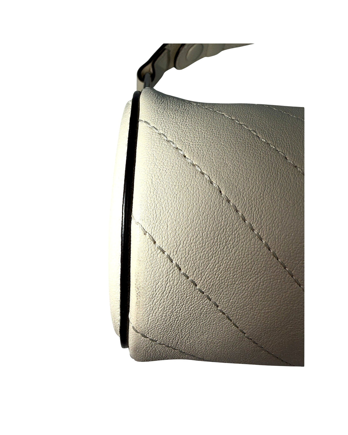 Gucci Blondie Mini Barrel Top Handle Bag Ivory Diagonal Stitched Leather
