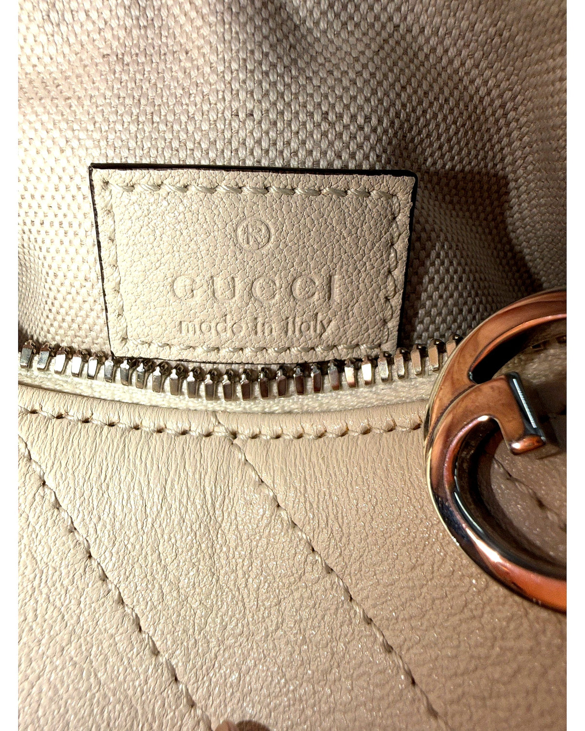 Gucci Blondie Mini Barrel Top Handle Bag Ivory Diagonal Stitched Leather